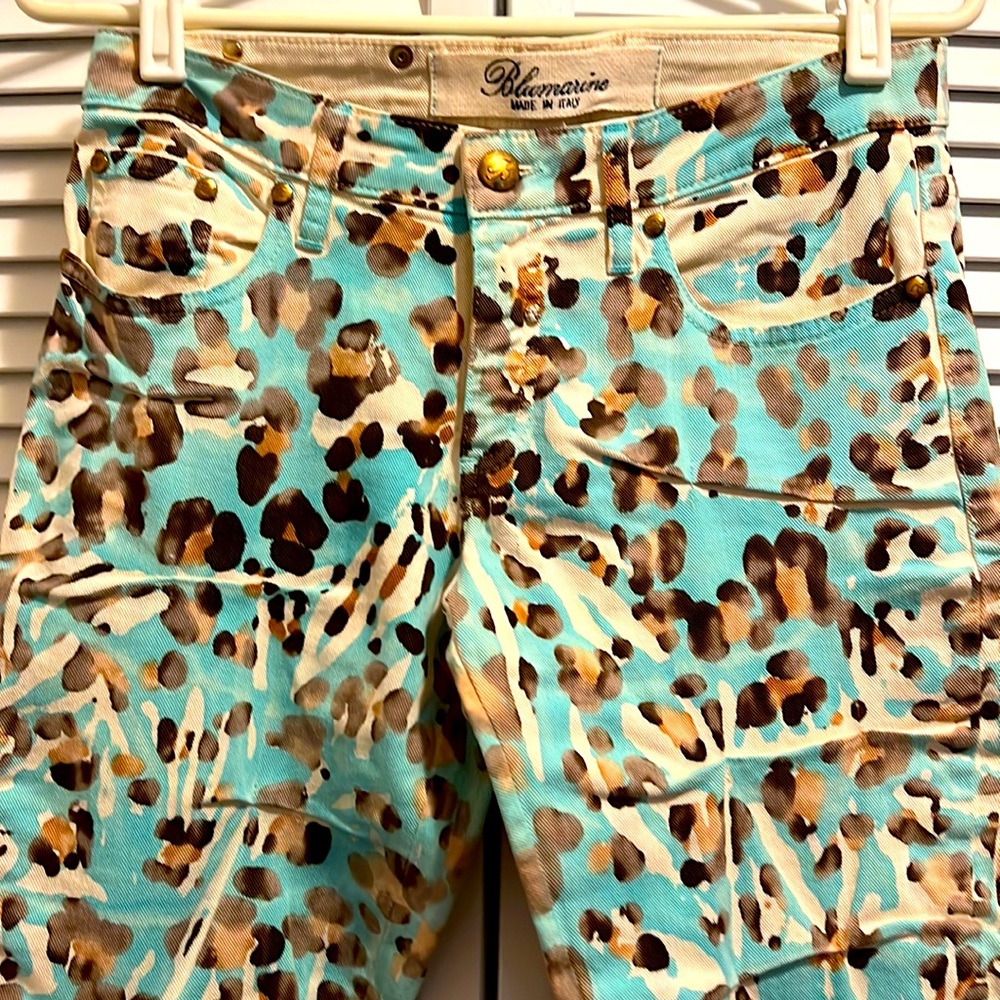 Blumarine Animal Print + Teal Jeans size 40 (IT)
